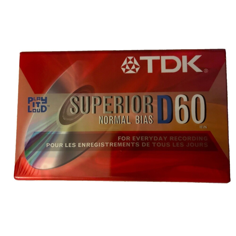 New TDK Superior D60 Normal Bias Cassette Tape IEC I/Type 1 Blank Media Single